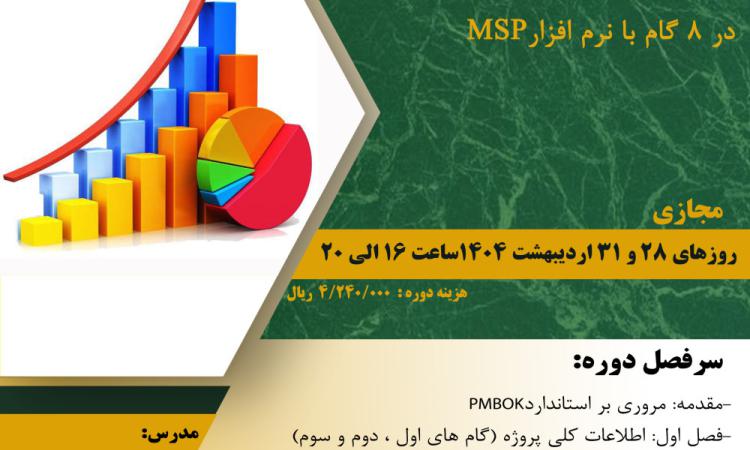 مدیریت آموزش نظام مهندسی ساختمان کشور در نظر دارد دوره کاربردی"  برنامه ریزی پروژه های ساختمانی در ۸ گام (با نرم افزارMSP)  " را   به صورت مجازی برگزار نماید